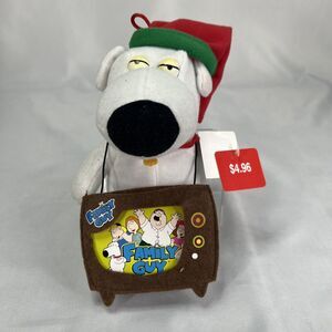 Family Guy 2008 Brian The Dog In A Santa Hat Looking Mellow Plush Hanging Toy